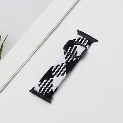 Braided Nylon Elastic Loop Strap for 42 44 45 46 49mm (Black and white)