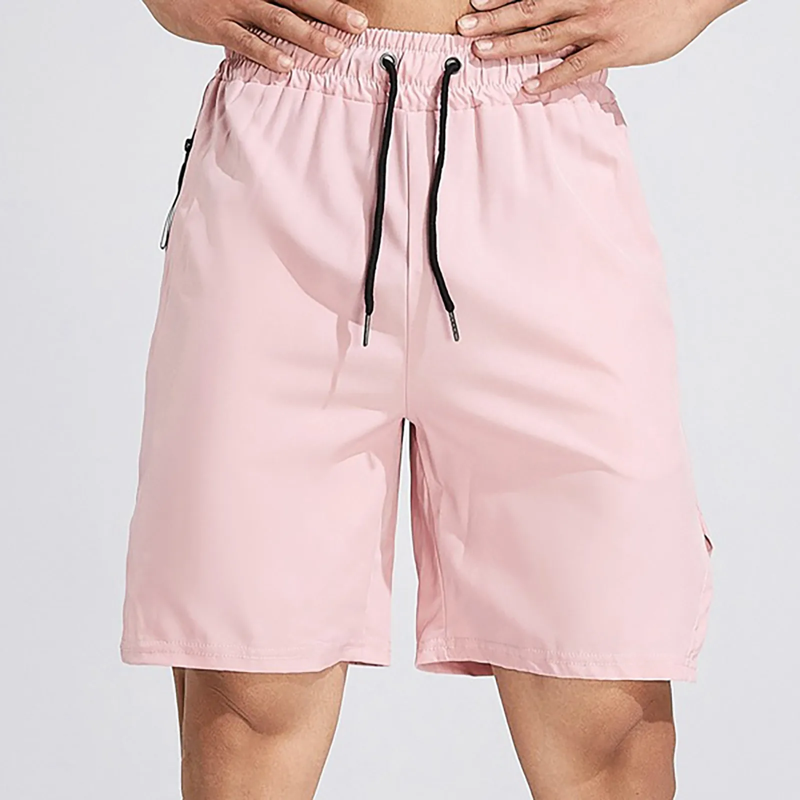 Swimming Trunks for Men Men's Summer Fitness Sports Leisure Solid Color Black Single Layer Athletic Shorts Men Big And Tall 2