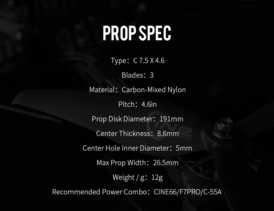 T-MOTOR C7.5x4.6 Prop - 1Pairs/bag Professional Cinematic FPV Propeller for Cinematic FPV drone 10