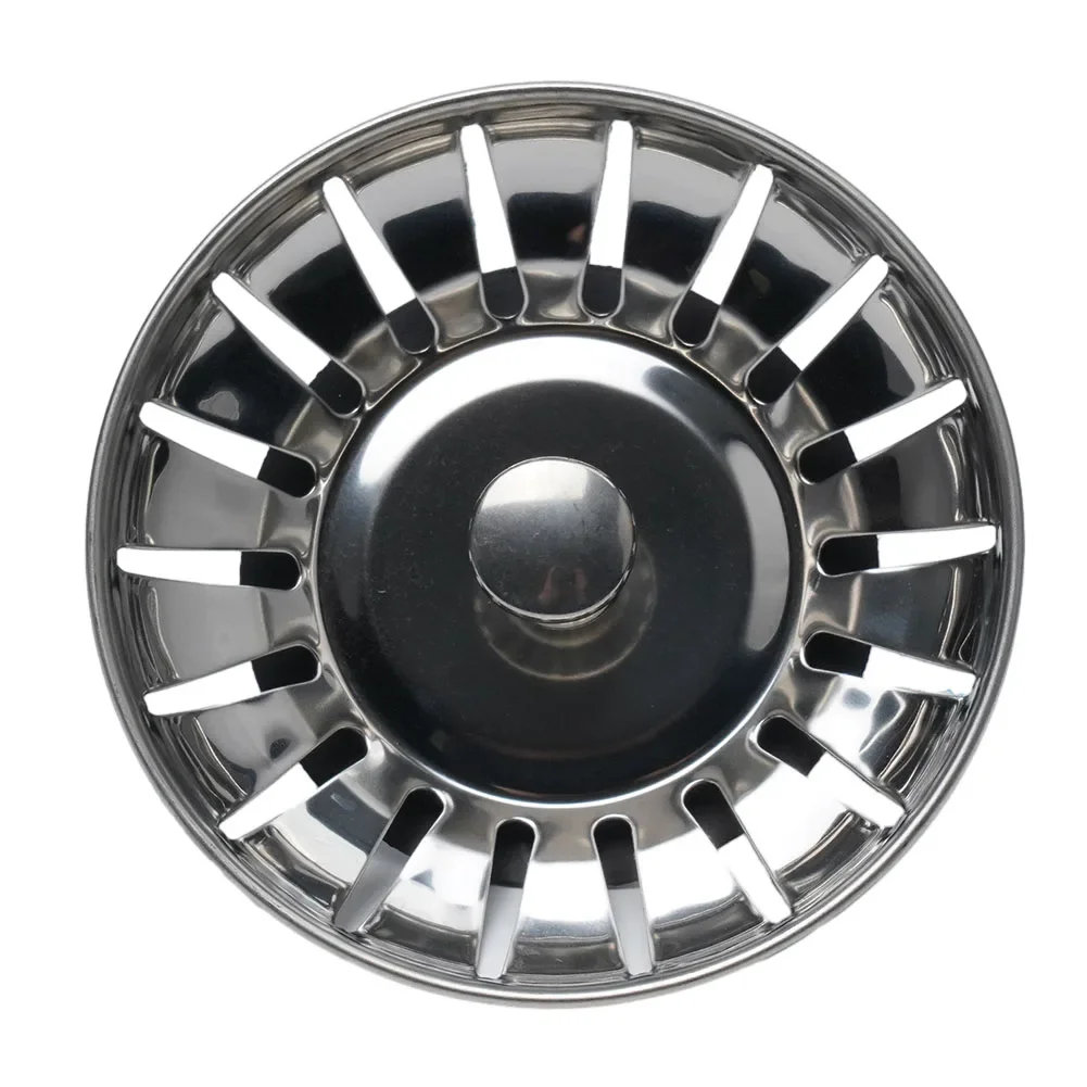 Stainless Steel Strainer 1PC Kitchen Sink Waste Drain Plug 80mm Leach Basket Filter Replacement Parts Kitchen Tools Accessories