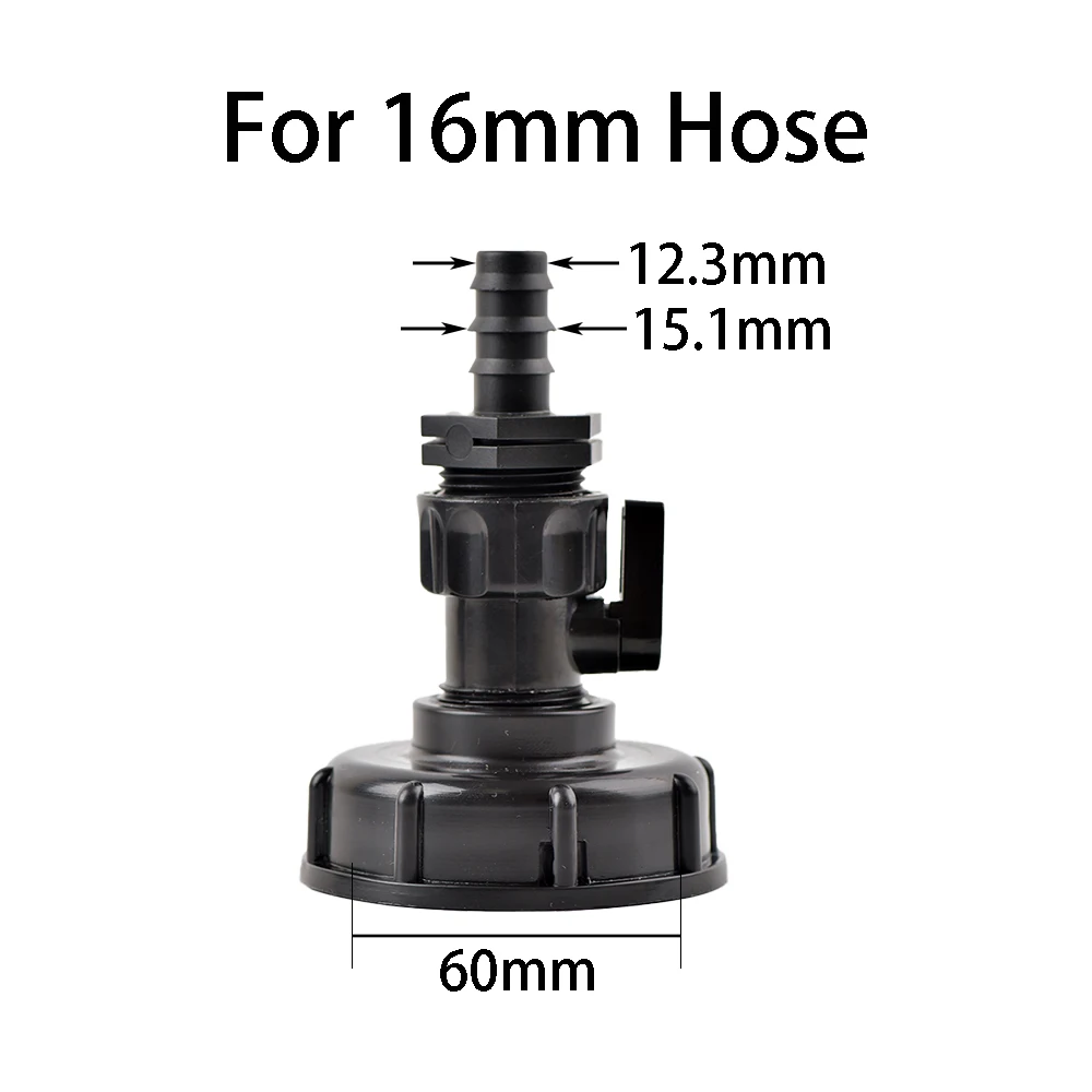 IBC Tank Adapter Fuel Tank Fitting S60 Thread Cap 60mm to1"3/4"1/2" Female Tap Connector Garden Irrigation Valve Fitting 5