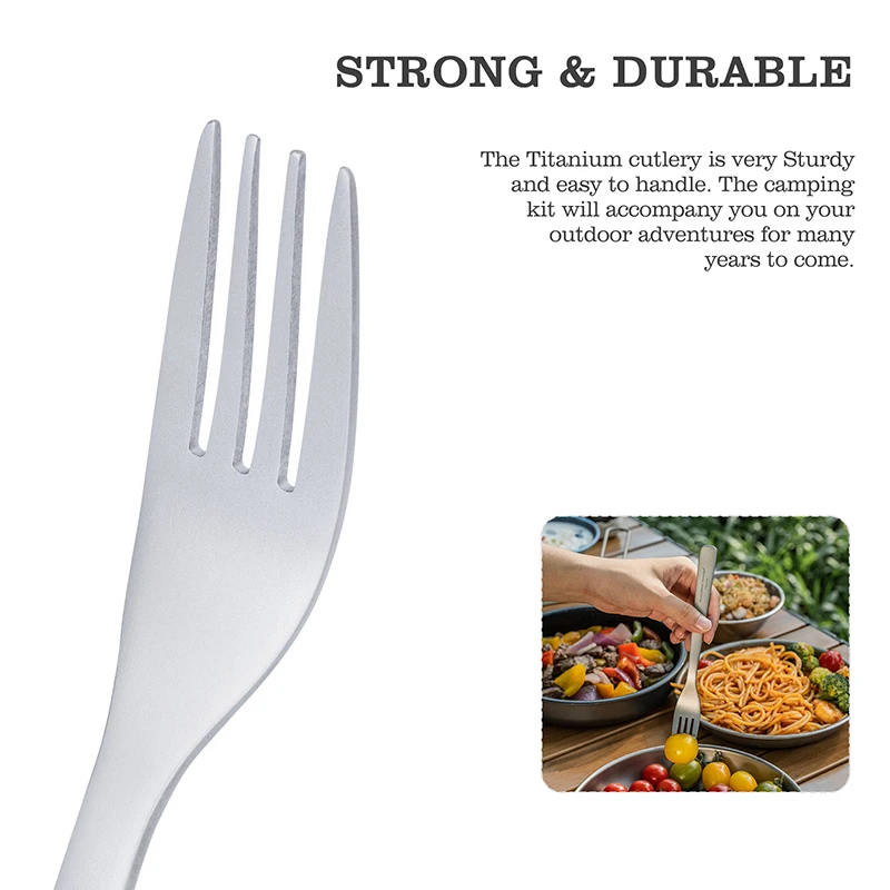Description Picture 5 of itemBoundless Voyage Titanium Spoon Fork Chopsticks Set Outdoor Camping Ultralight Cutlery Portable Tableware for Soup Pasta 68-71T