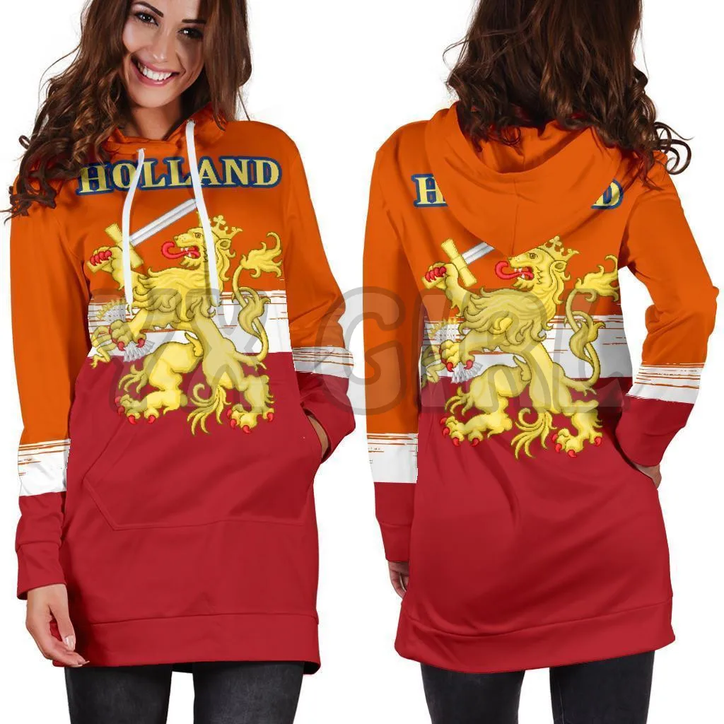 YX GIRL Netherlands Lion Special  3D Printed Hoodie Dress Novelty Hoodies Women Casual Long Sleeve Hooded Pullover Tracksuit new summer ukraine special forces tracksuit men s t shirt set short sleeve clothing camouflage sportswear jogging 2 piece suit