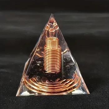 1pc Orgonite Pyramid With Obsidian, Energy For Yoga, Crystal Gifts, Crystals For Home Office Decoration, Balance Your Energy 1