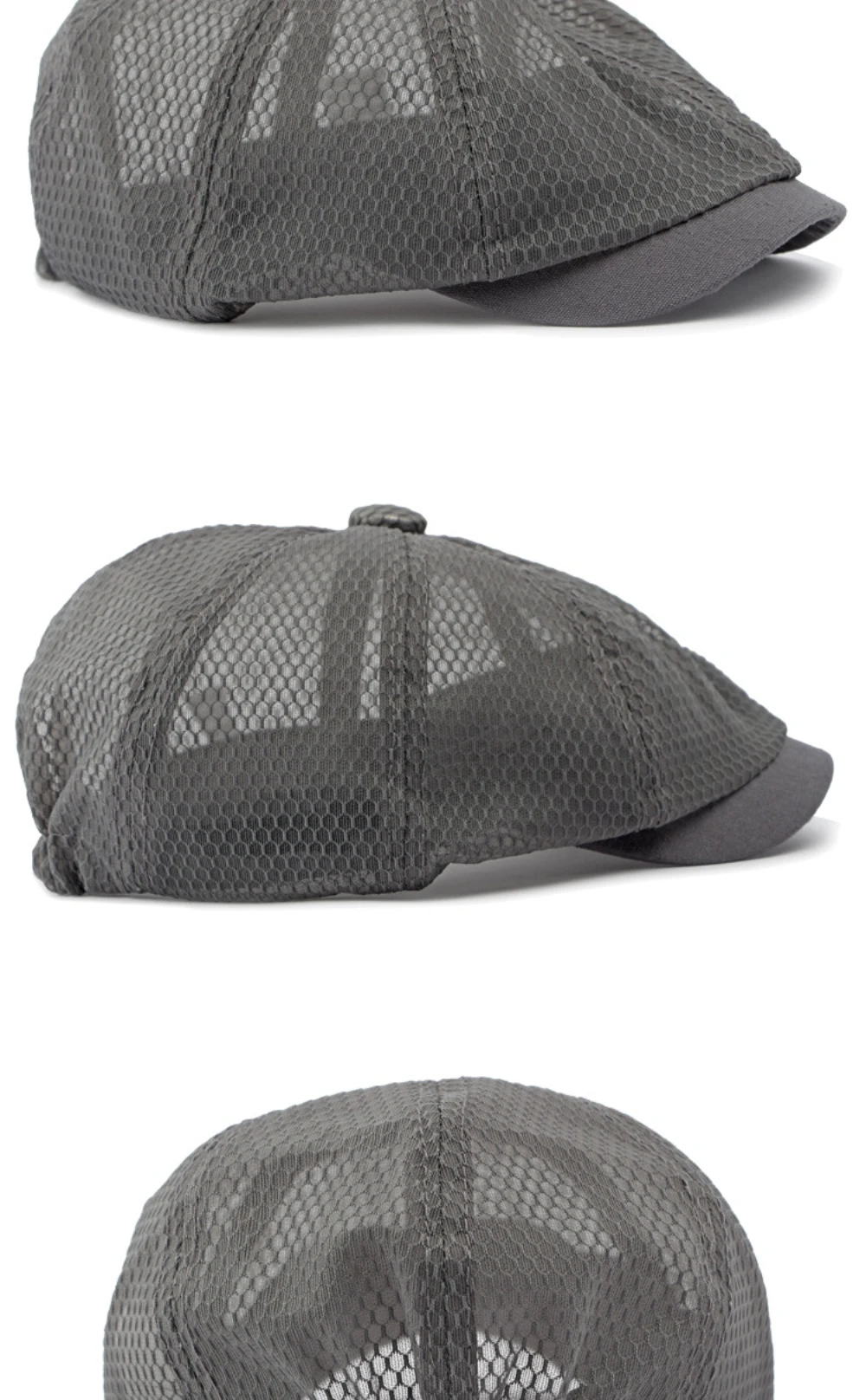 Ht4364 Frühling Sommer atmungsaktive Mesh flache Kappe Männer Frauen achteckige Kappe Künstler Maler Baskenmütze Hut männlich weiblich solide einfache Baskenmütze Kappe – Detail 9