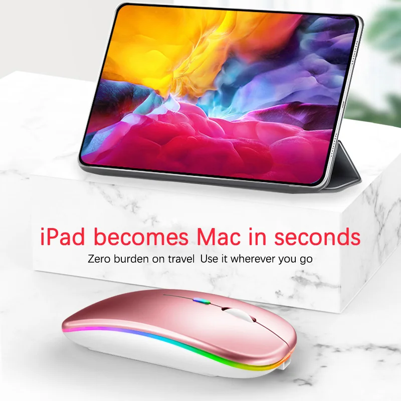 Rato Recarregável sem Fio Bluetooth 2.4ghz Usb Rgb 1600dpi Computador Laptop Tablet pc Macbook Gamer - Imagem 2