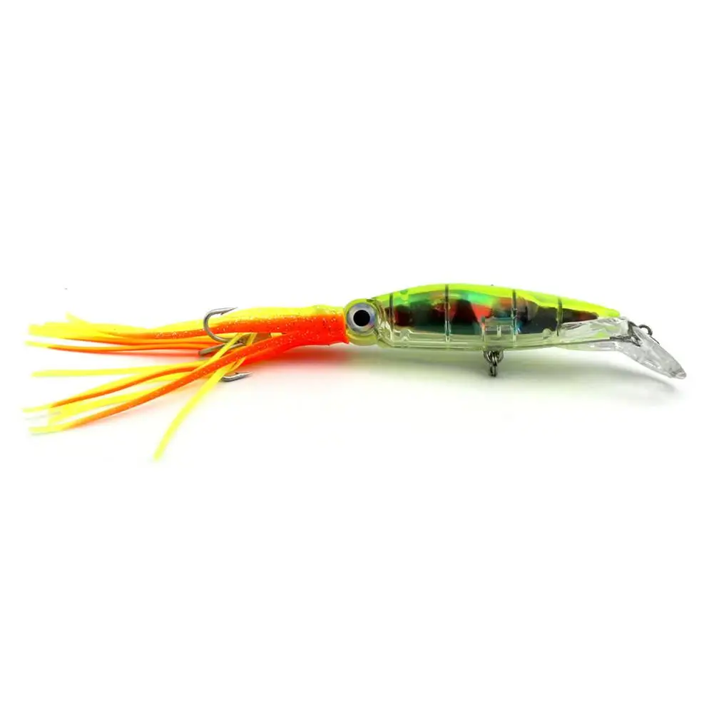 14CM soft squid silicon gel skirt tentacle double assist hook lure