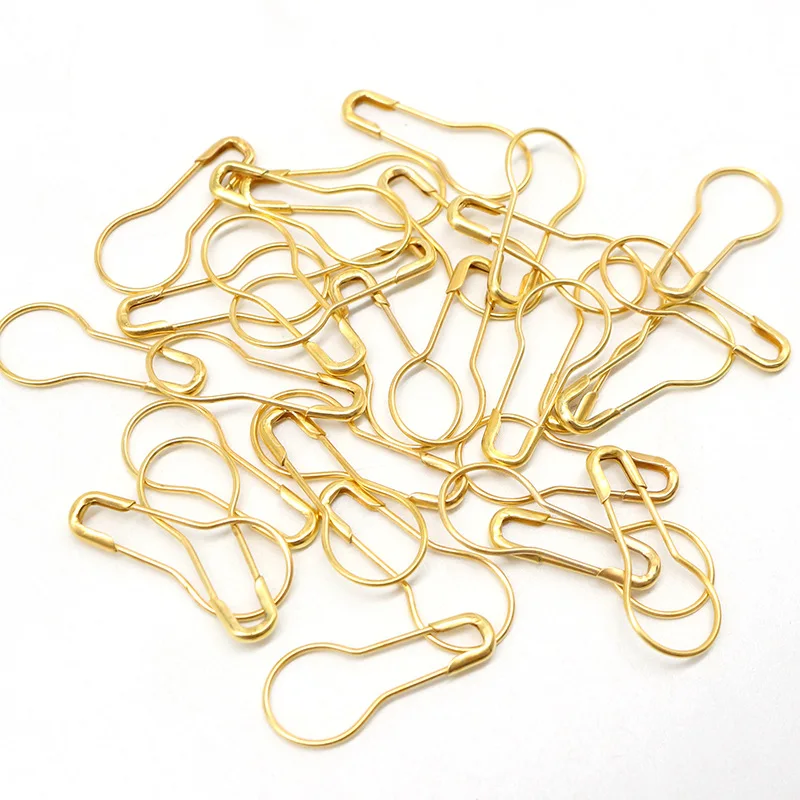 30pcs 작은 안전 핀 22mm 조롱박 모양의 골드 컬러 철 핀 DIY 뜨개질 크로 셰 뜨개질 도구