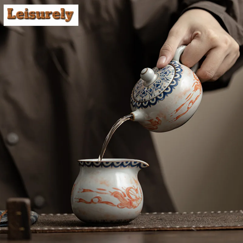 200ml Handmade Imitates Song Ru Kiln Teapot Dunhuang Apsaras Xishi Pot Tea Maker Kettle With Filter Tea Services Collection