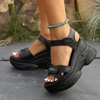 Sandales sportives décontractées pour femmes, chaussures d'été à talons épais, chaussures de plage romaines, fond souple avec bande de diamant d'eau, pantoufles pour dames 5