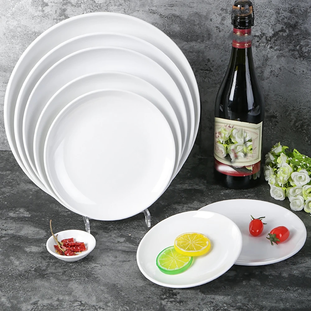 6 Pack Food Serving Dishes Plates Melamine Plates Set Snacks Appetizer-White
