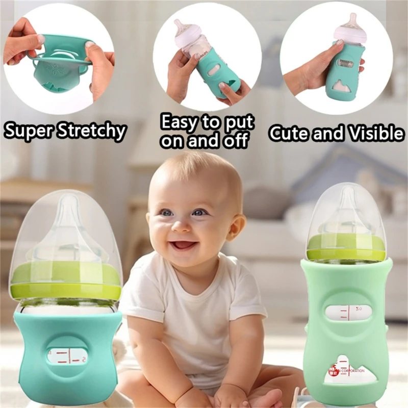 4 PCs BPA Free Silicone Baby Bottle Sleeves with Handles Anti-drop Silicone Feeding Bottle Holder 120ml/240ml Avent