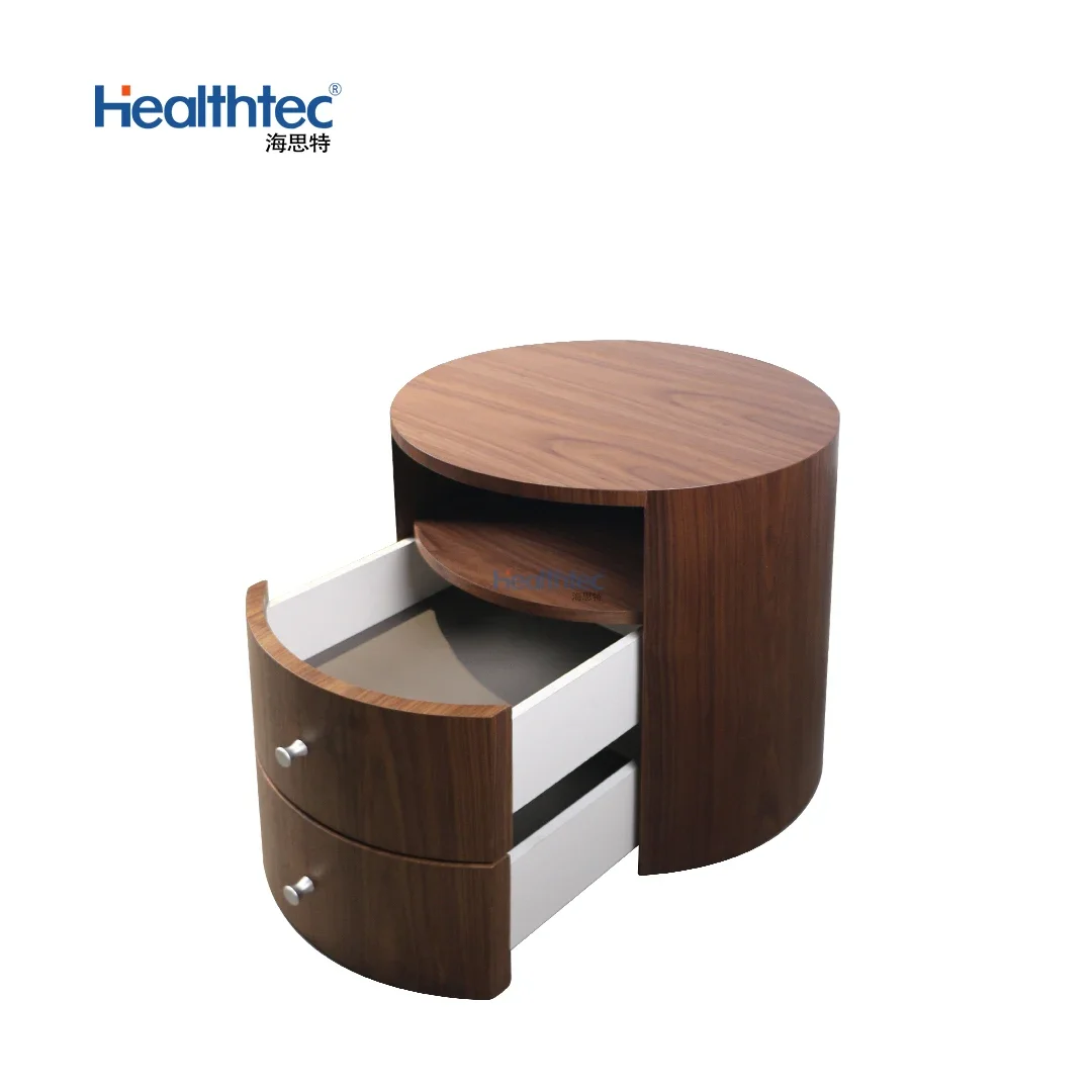 Beside Table Kids Bedroom Two Storage Wooden MDF Bedside Table Round
