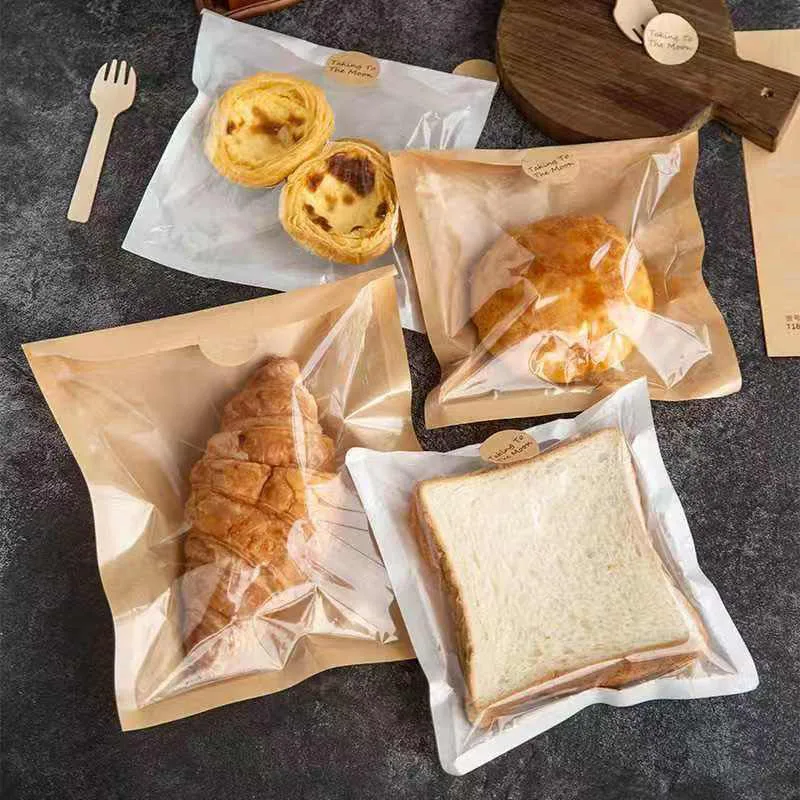 100/200PCS Kraft Paper Food Packaging Bags with Transparent Window, Heat Resistant Oil ... - SKU KPFB0958 - UGI Packaging