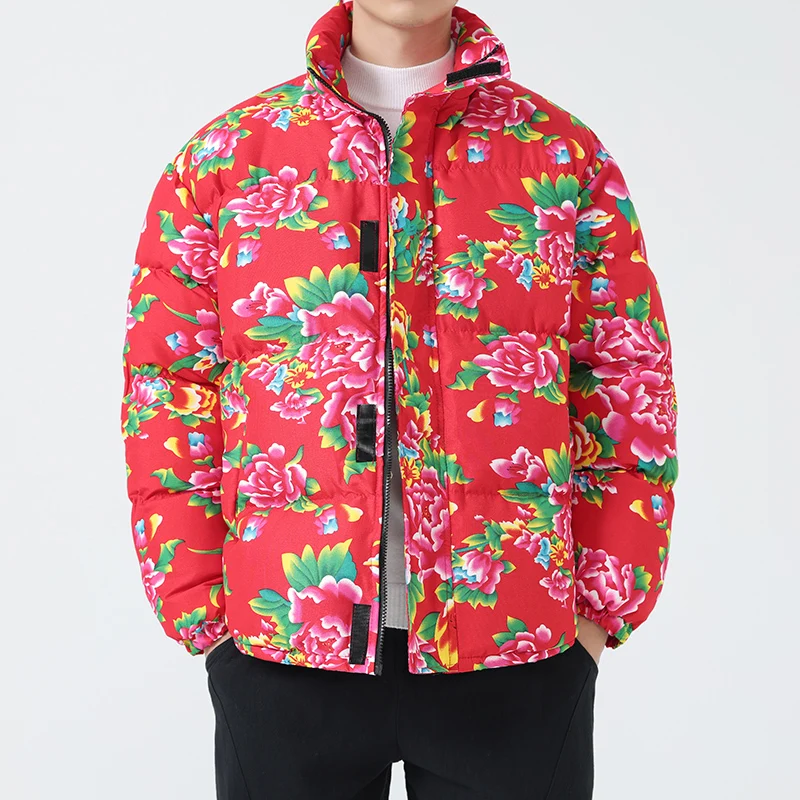 2023 Internet Celebrity Hot Selling Chinese Style Northeast Large Floral Oversized Cotton Jacket Thickened Warm Winter Coat
