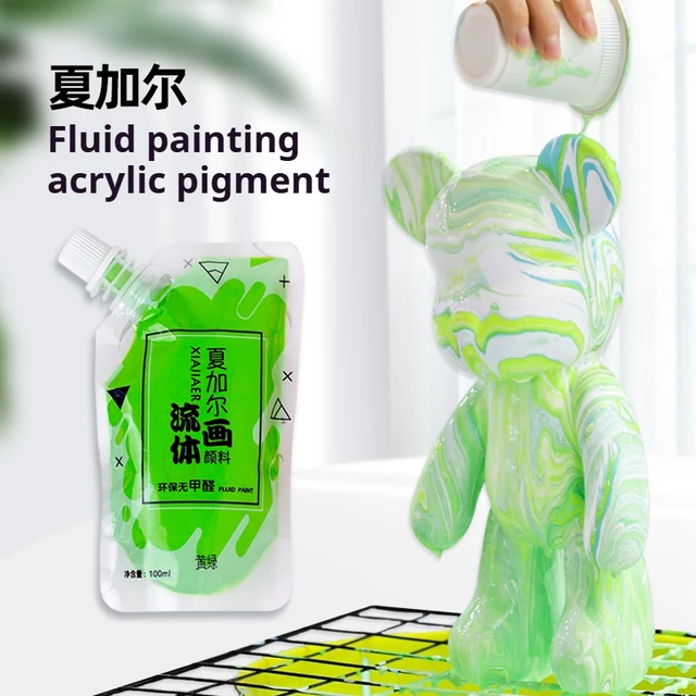 100ML/1 pz/vernice acrilica fluida multicolore xiajiaer Bag Orso violento pittura fluida colorante fai da te 3