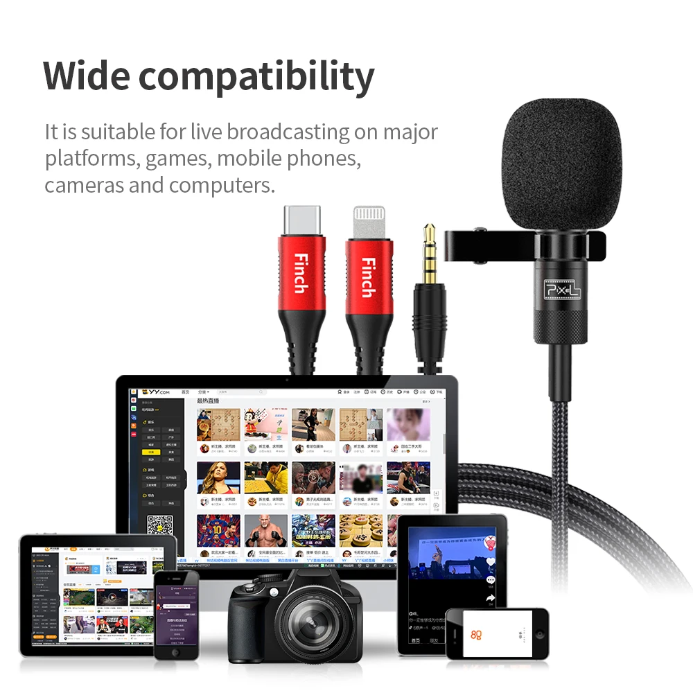 Pixel Finch 휴대용 Lavalierl 미니 마이크, 클립온 라펠 마이크, 유선 녹음 소음 감소, PC 아이폰 안드로이드용,  3.5mm - AliExpress