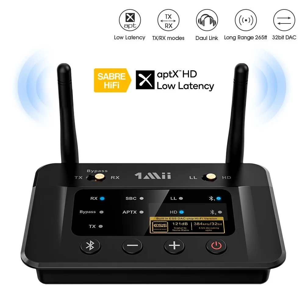 

2024 B03Pro Bluetooth 5,0 приемник передатчика aptX LL HD CSR8675 HiFi 32bit DAC 3,5 мм Aux Bluetooth адаптер для ТВ ПК наушников