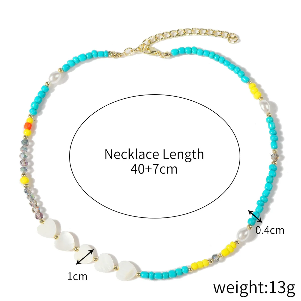 Turquoise Necklace Summer Pearl Love Pendant Beaded 2024 Chain Collares Necklaces For Women Party Jewelry