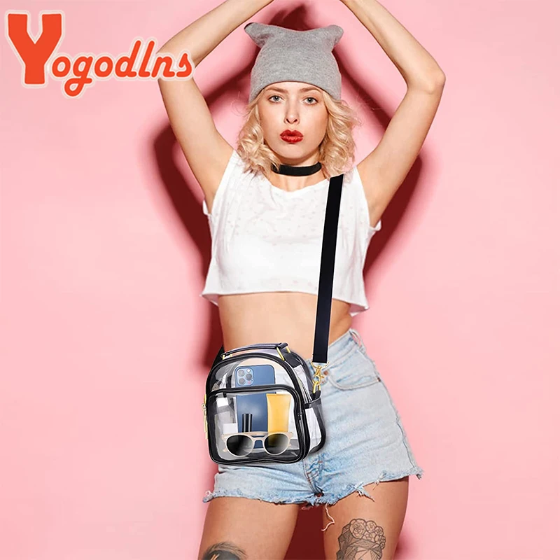 Transparent PVC Ladies Handbags Stadium Approved Women Clear Bag See Through Fashion Waterproof Casual