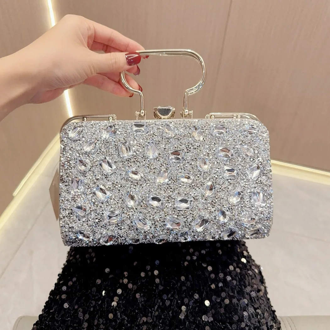 

Celebrity Fashion Dinner Handheld Bag 2024 High end Elegance Water Diamond Light Luxury Small Bag Wedding Diamond Underarm Bag