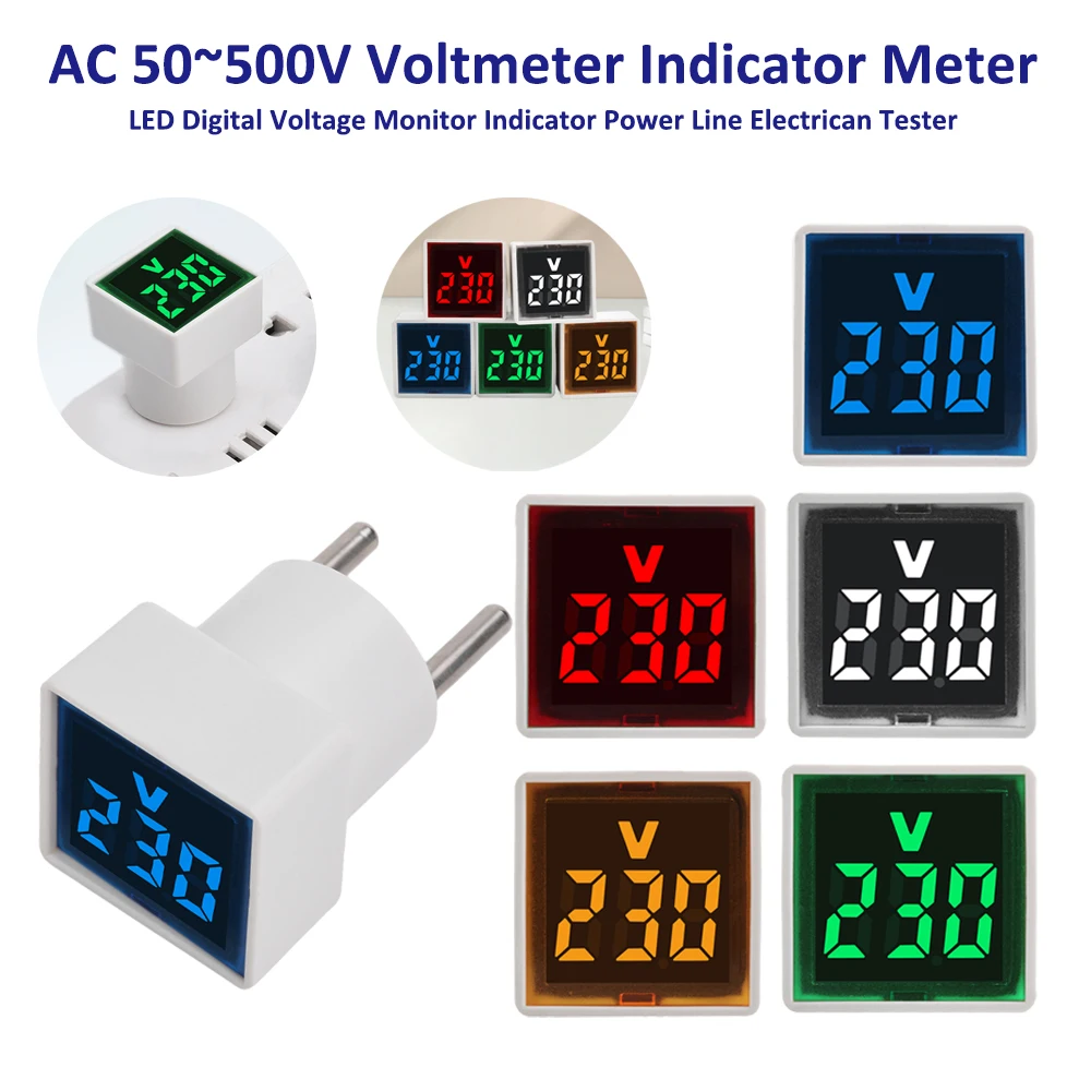 Voltmètre Numérique à 2 Fils 0,56 Pouces AC 30 V-500 V LED Testeur De Moniteur De Tension Pour Détecteur De Voltmétro électrique 110 V 220 V 380 V D28 (couleur : Chiffres Verts