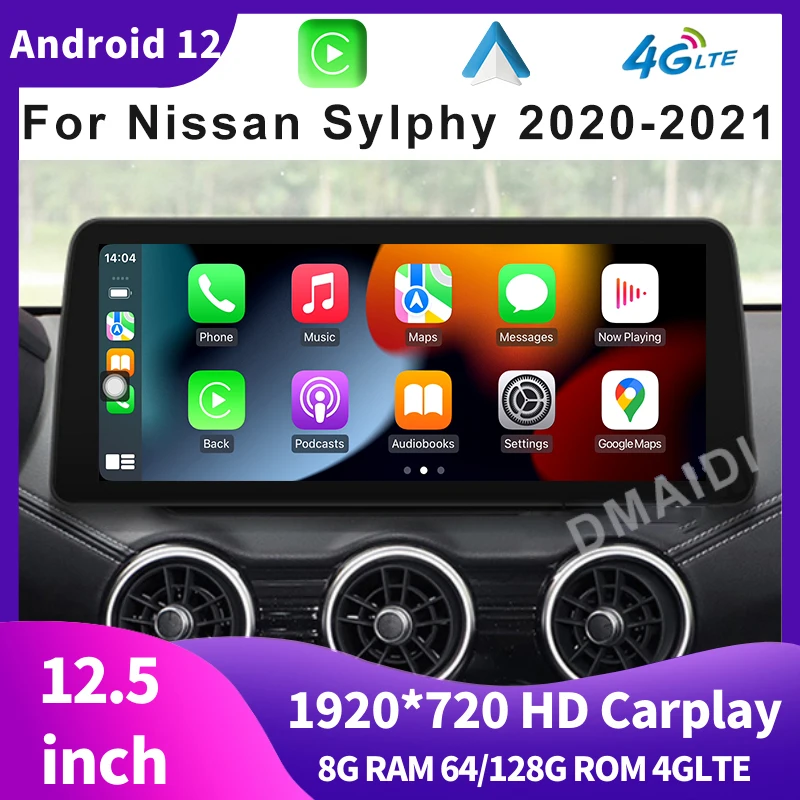 

12.5 inch Android 12 8+128G Car Multimedia Player Radio GPS Navigation for Nissan Sylphy 2020 2021 CarPlay Touch Sceen