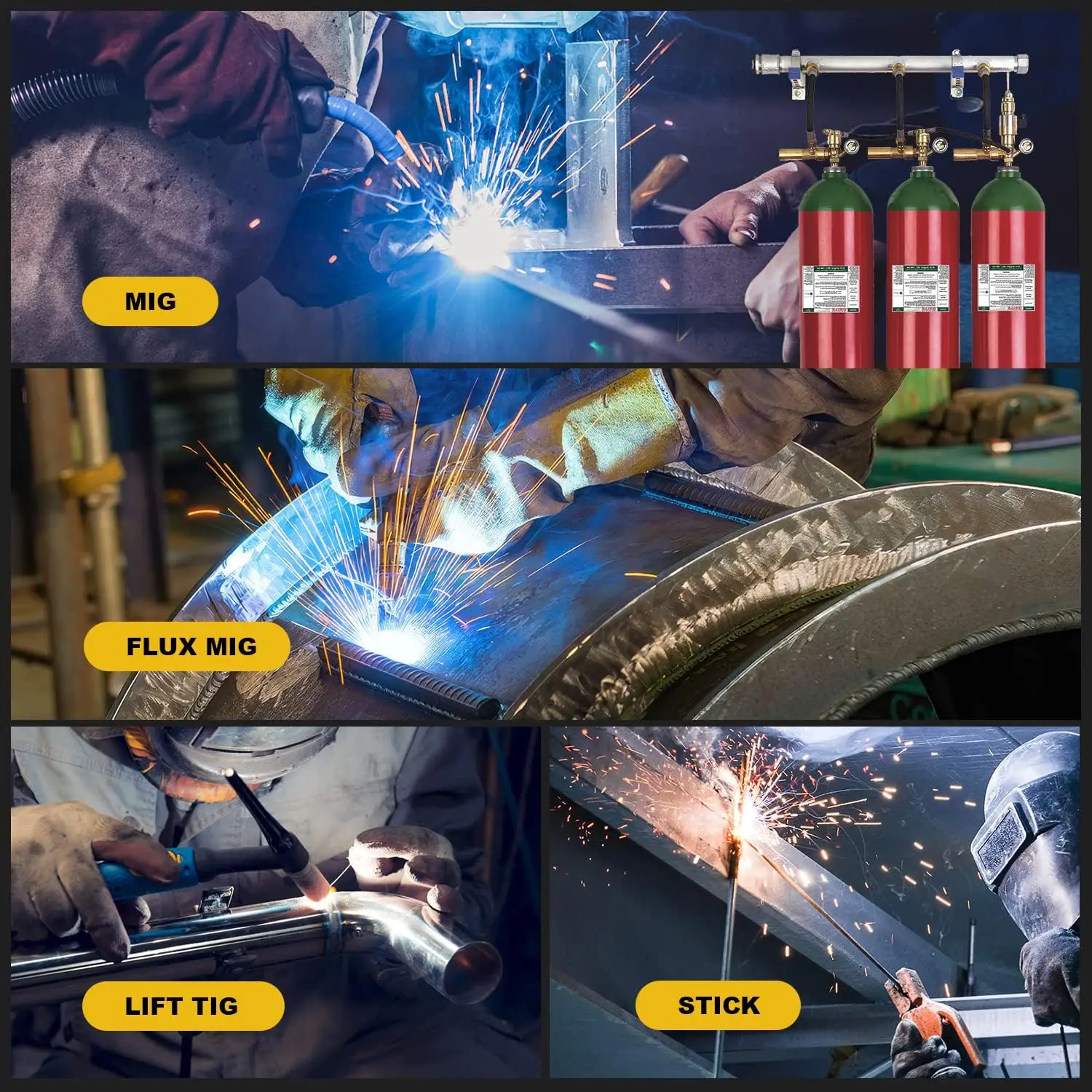 6 in 1 Stick Welder/Gas MIG/Gasless Flux Core MIG/Lift TIG/Spot welding/Spool Gun Multi-Process 3