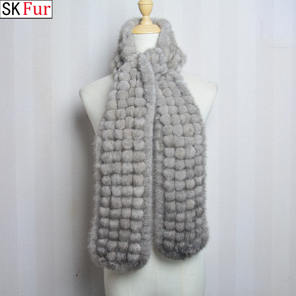 

150cm Real Sable Mink Fur Scarf Women Winter Fashion Solid Black Natural Brown Female Genuine Fur Fur Collar