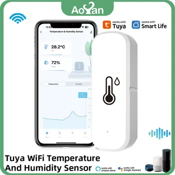 WiFi Smart Temperature And Humidity Sensor Battery Powered APP Monitoring Smart Home Security Work With Alexa Google Home 1