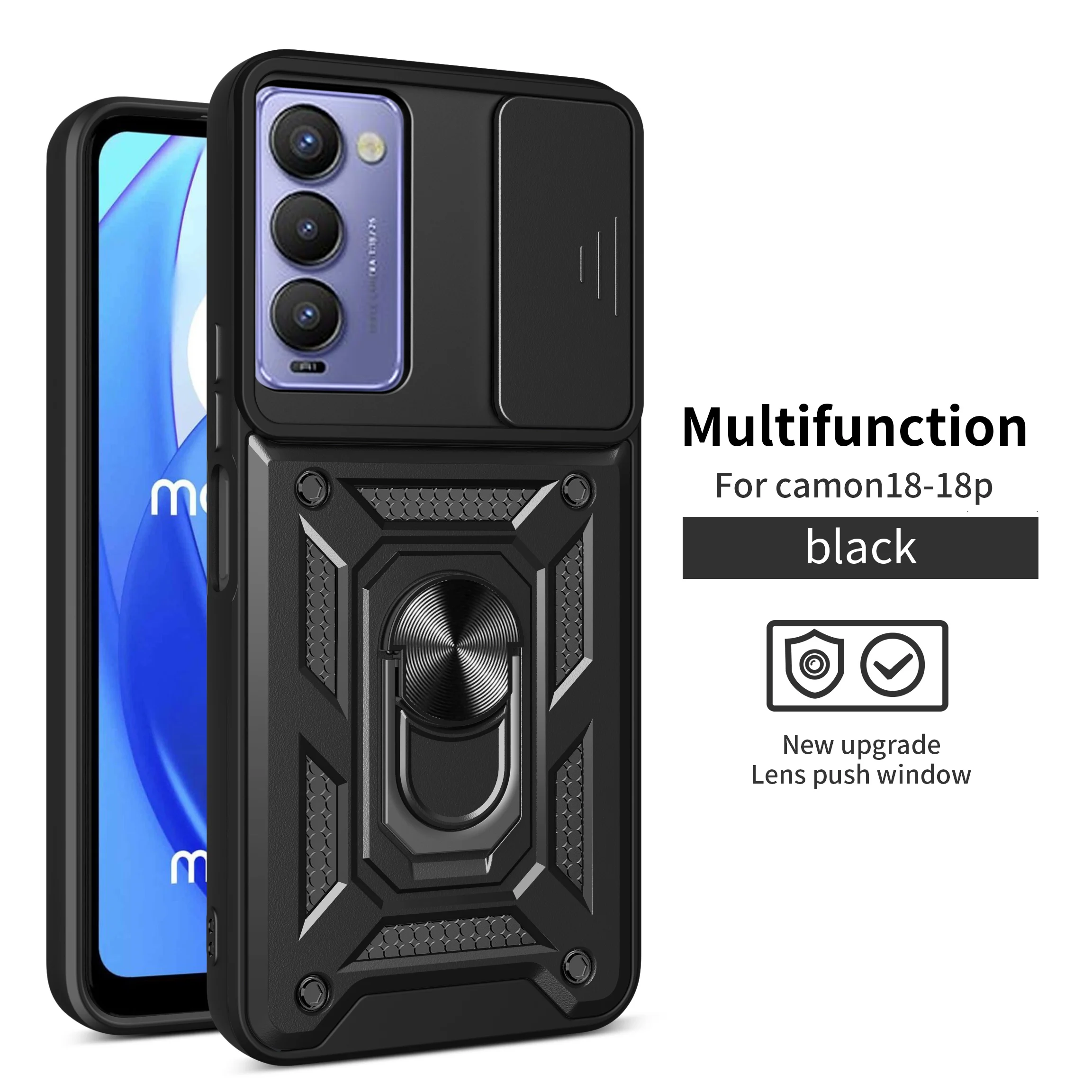 

Для Tecno Camon 18 Push Window крышка объектива кольцевой кронштейн Etui Coque Tecno Camon 18 P Camon 18 Premier/Tecno Camon 19 Camon 19 Pro