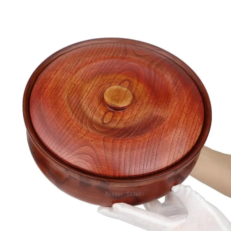 Solid wooden bowl with lid Wooden salad bowl Reusable serving bowl for  Salad, Fruits, Cereal, Soup, Rice, Everyday Use, Durable