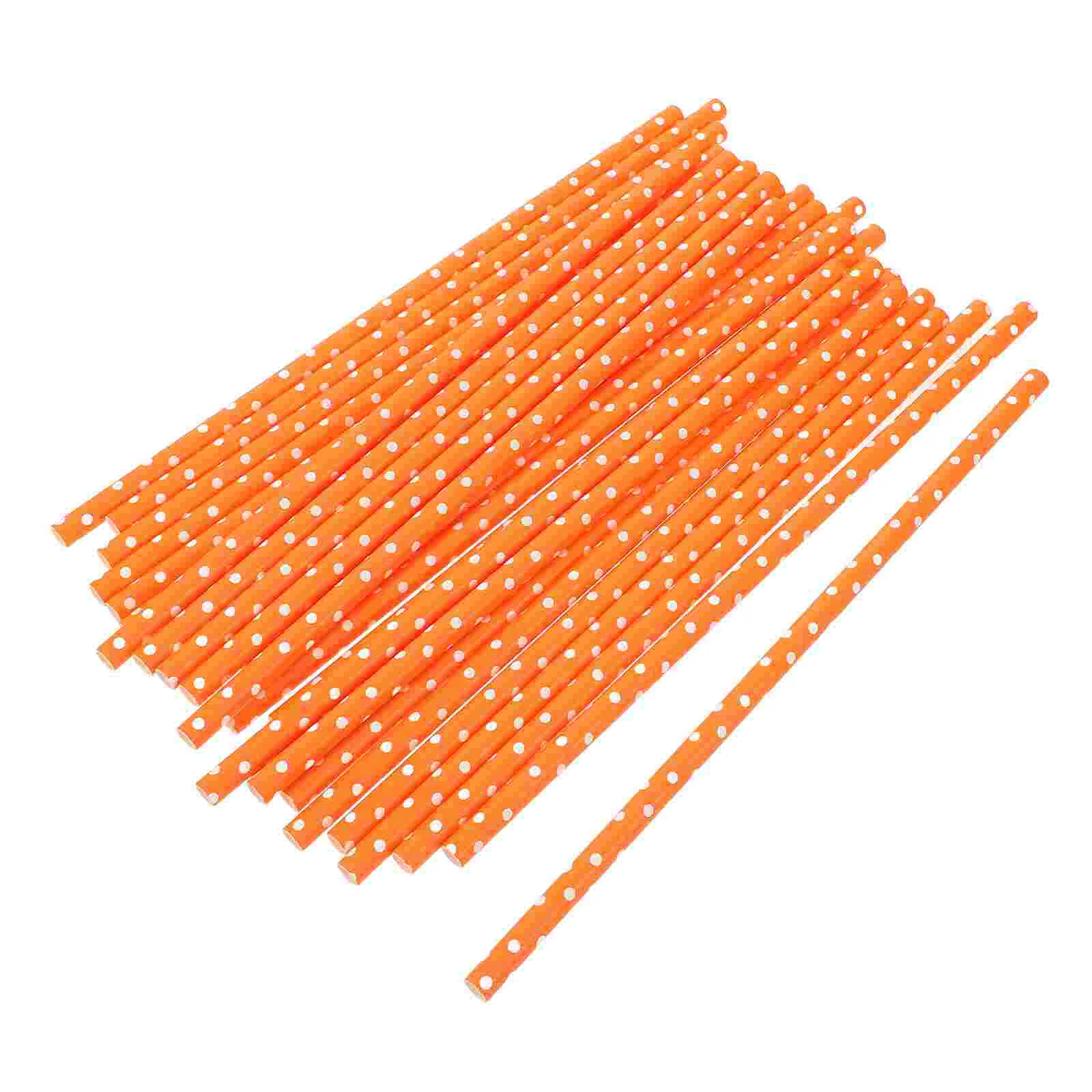 100 Pcs Straws Colored Paper Birthday Party Supplies Drinking Striped Orange Themed