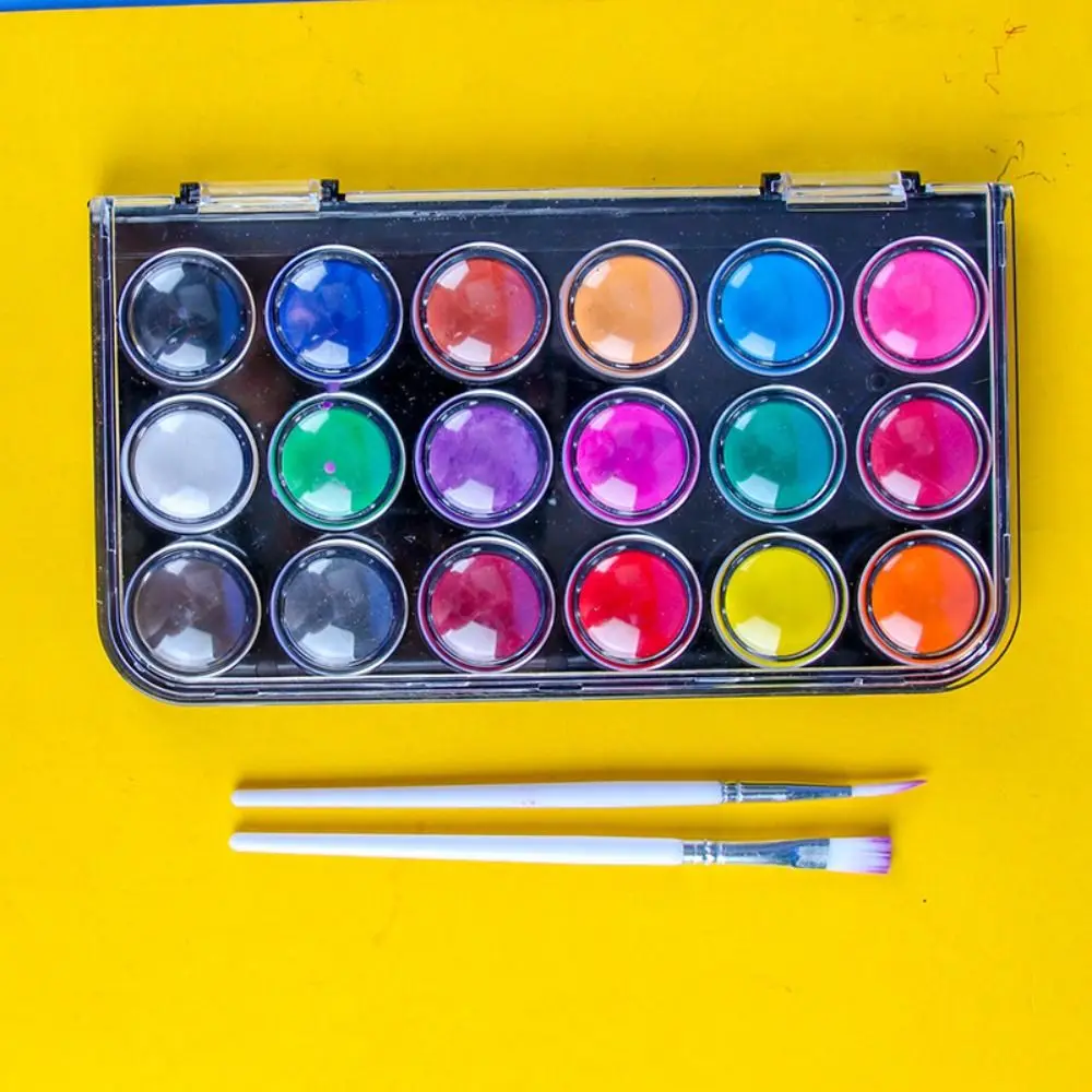 12/18/24/36Colors Solid Watercolor Paint Set Metallic Glitter Plastic Box Watercolor Pigment Painting Pigment Set Students 5