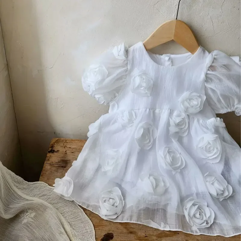 Cute Girls Summer Baby Bodysuit 3D Flower One Piece