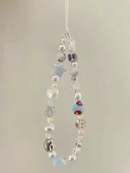 Cute Baby Bead Phone Charms Strap Lanyard Kawaii Flower Star Pendant Chain For iPHONE 13Mini Handmade DIY Customized Accessories