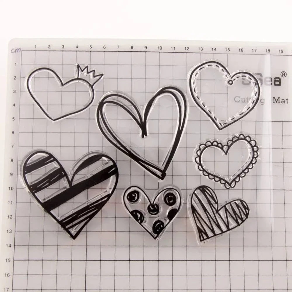 Love Heart Transparent Silicone Clear Rubber Stamp Sheet Cling Scrapbooking DIY