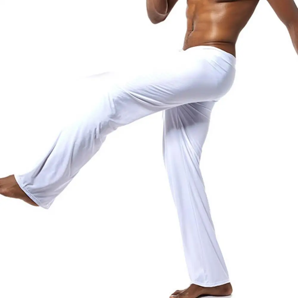 Men Casual Solid Color Low-waisted Drawstring Loose Sport Jogging Trousers Running Yoga