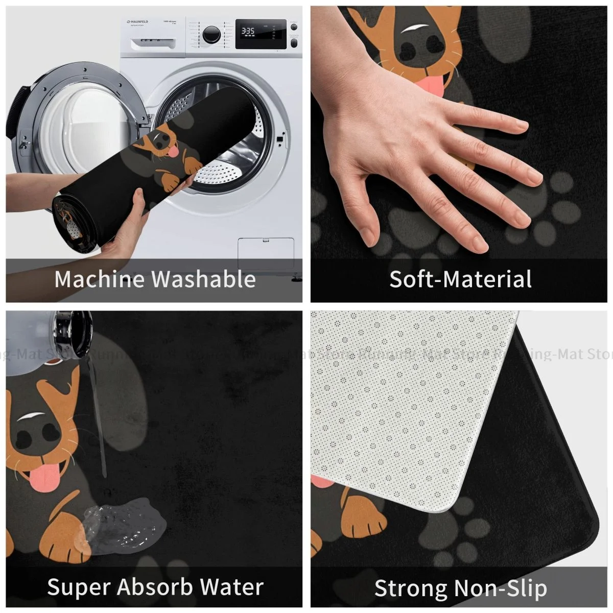 Non-slip Doormat Kitchen Mat Dachshund Sausage Dog And Paw Print Hallway Carpet Welcome Rug Bedroom Decor 3