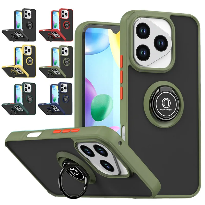 Armor Shockproof Matte Case with Ring Magnetic Stand Holder