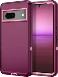 3 - in - 1 Heavy Duty Military Grade Anti - Drop Shockproof Protective Case Cover for Google Pixel 10 Pro XL (Wine Red Light Pink)