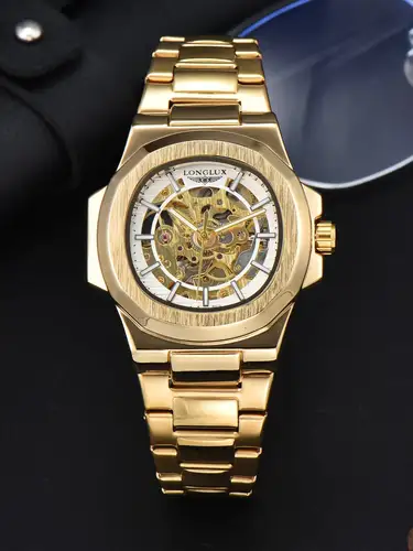 LONGLUX Men automatic mechanical watch luxury watches waterproof skeleton business cheap wholesale stainless steel gift watch - Image 10