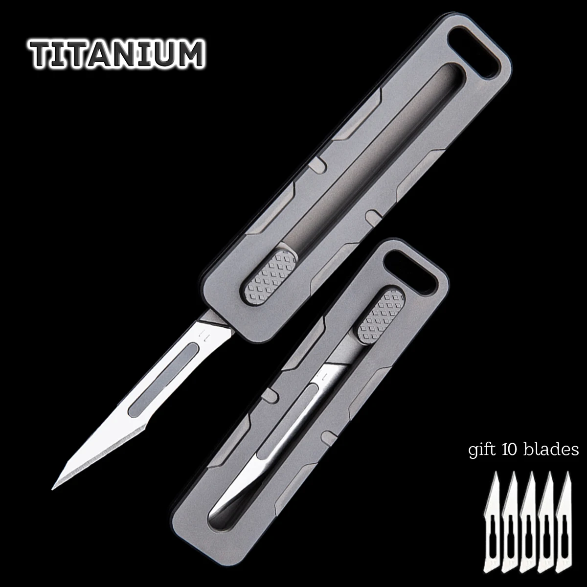 TitaniumSlidingBladeKnifeEDCUtilityKeyKnifeSmallToolFor