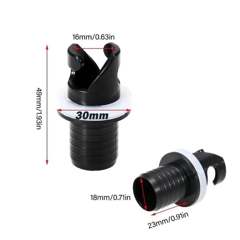 R6FE 2Pcs 카약 공기 밸브 어댑터 풋 펌프 카누 보트 풋 펌프 호스 어댑터 세트