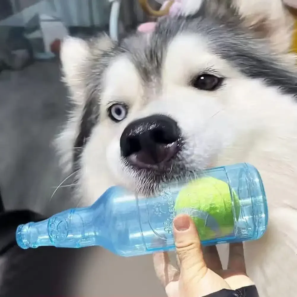 TPR Pet Chew Toy Bite-resistance Beer Bottle with Tennis Ball Toy Puppy Teeth Grinding dog Chewing Squeaky Interactive Toys 5