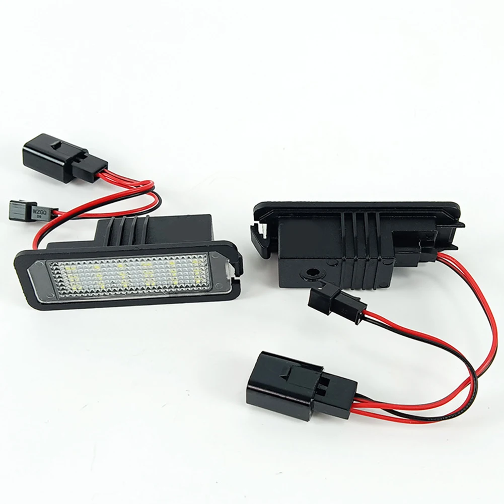 

2x For Skoda Rear LED License Number Plate Lights Built-in Voltage Stabilizer Error Free 12V 6W 6500-7000K Car Signal Lamps