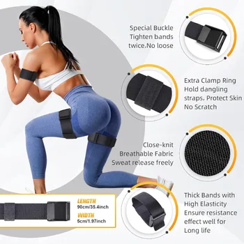 Booty Bands, Blood Flow Restriction Bands for Women/Men, Adjustable BFR Training Bands for Glutes & Hip Building, Occlusion 2