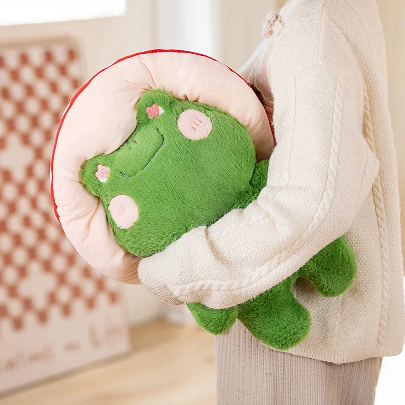 35/42CM Frog Plushie Toys Kawaii Red Mushroom Single Frog Stuffed