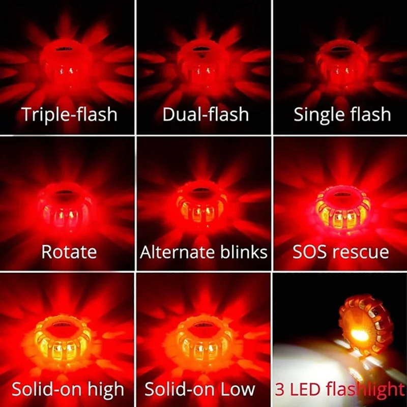 LED Warning Light 1/2/3/4/6/8/10/12Pcs Built-in Battery 9Mode Safety Flare Dash Emergency Flashing Lamp Portable Strobe Light emergency light car strobe light led light