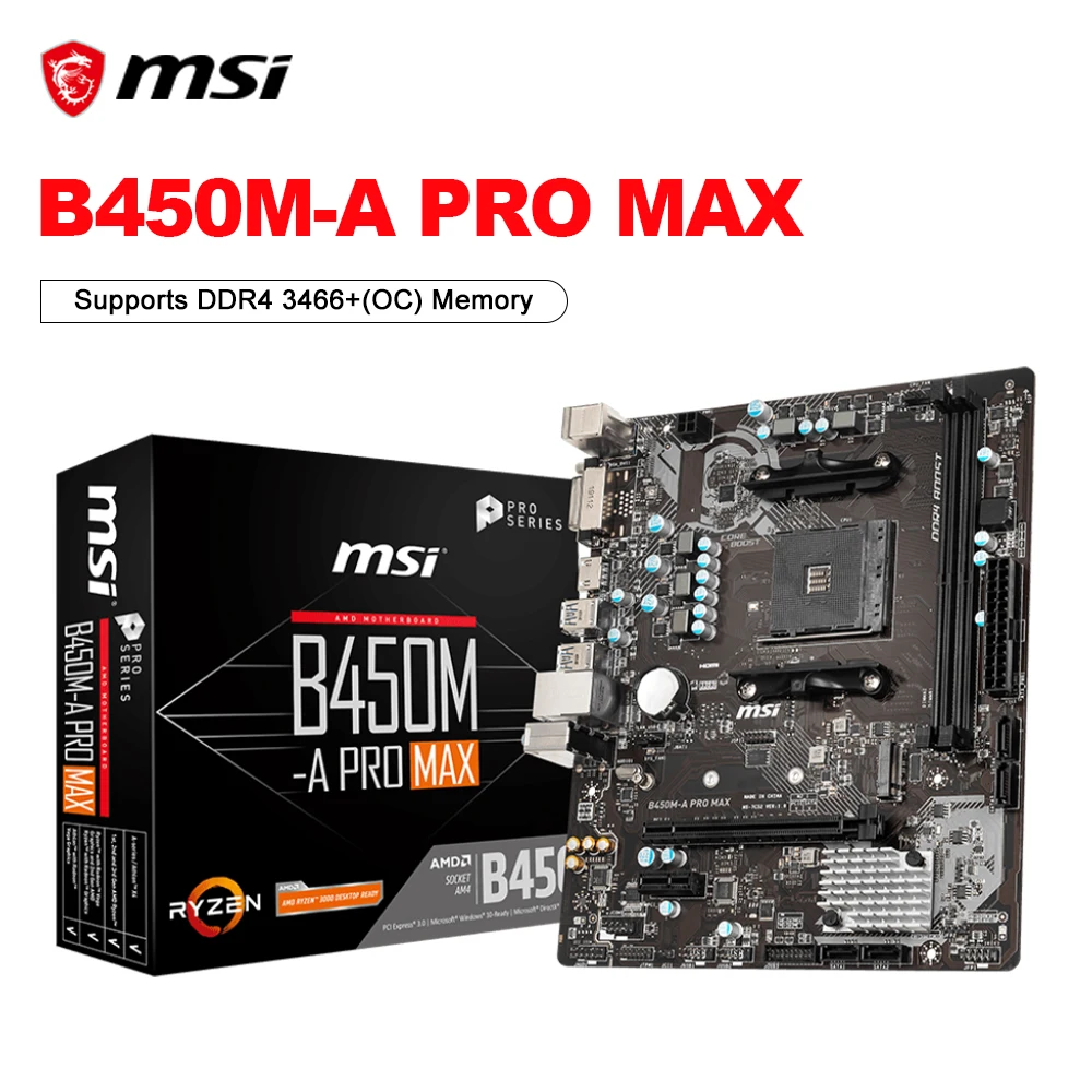 

MSI B450M-A PRO MAX GAMING motherboard Gamer 64G AM4 DDR4 Motherboard Supports AMD Ryzen5 R5 5600 CPU Processor placa mae Kit